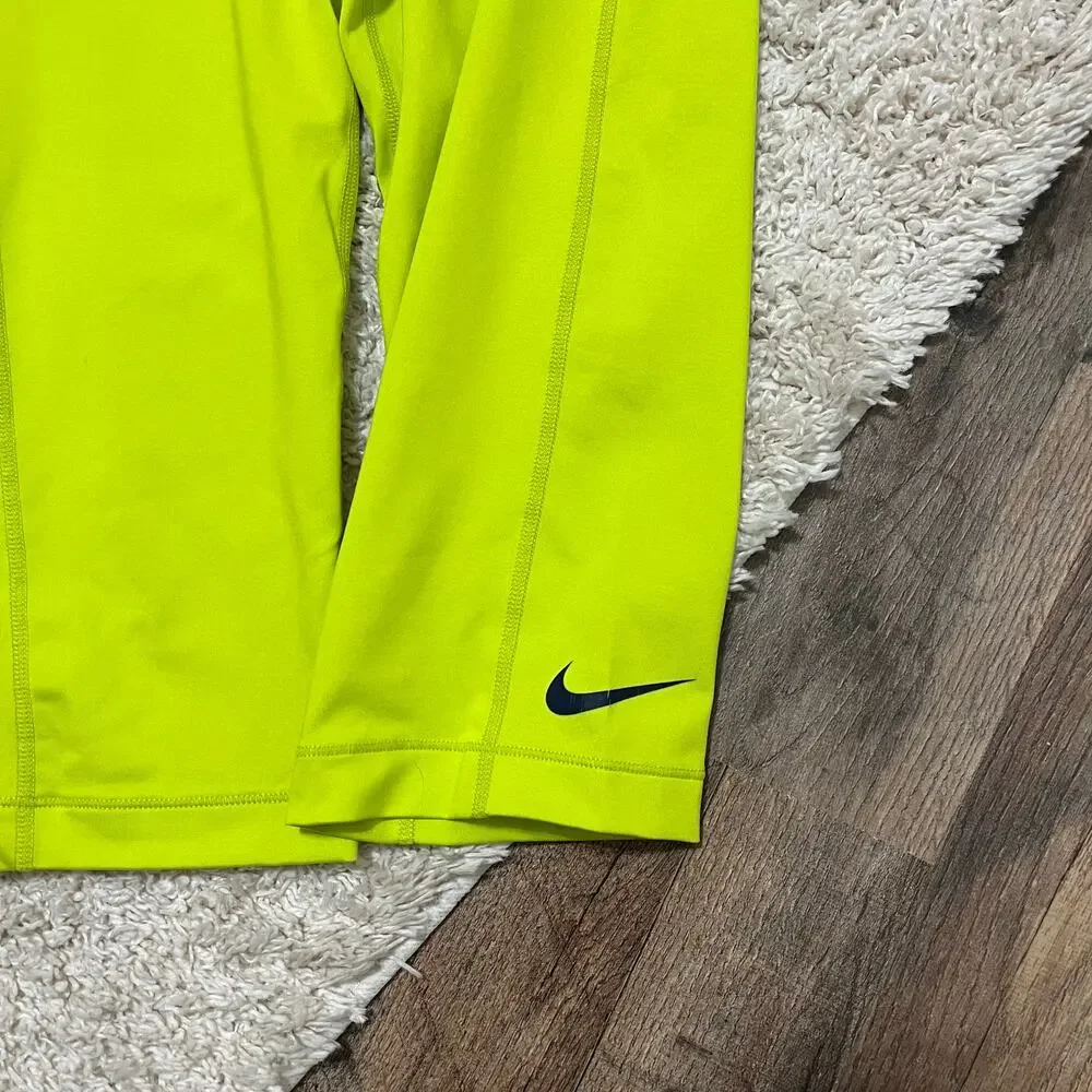 Nike Pro Size Medium Neon Yellow Green Teal Capri High Waisted Pull-On Leggings